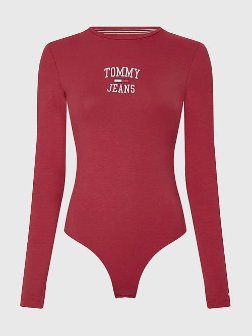 Tommy Hilfiger College Logo Long Sleeve Bodysuit Póló Női Piros | TH136CLG