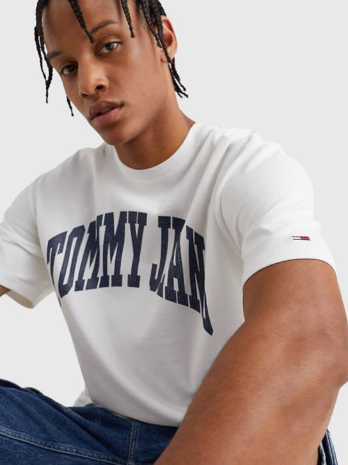 Tommy Hilfiger College Logo Póló Férfi Fehér | TH160WQA