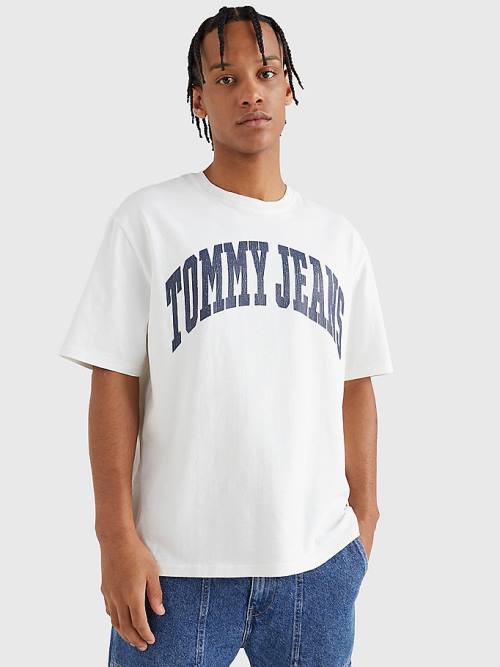 Tommy Hilfiger College Logo Póló Férfi Fehér | TH160WQA