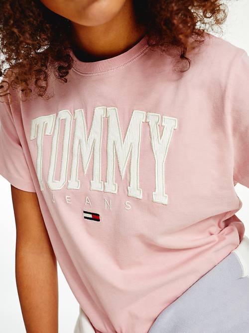 Tommy Hilfiger College Organic Pamut Boyfriend Fit Póló Női Rózsaszín | TH082APF