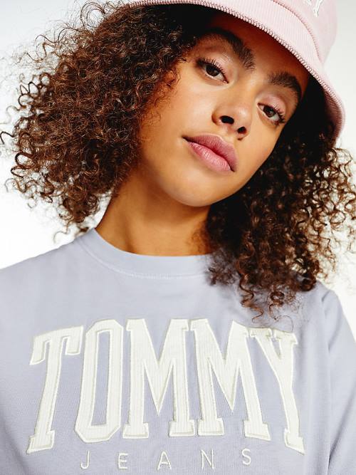 Tommy Hilfiger College Organic Pamut Boyfriend Fit Póló Női Lila | TH087HFQ