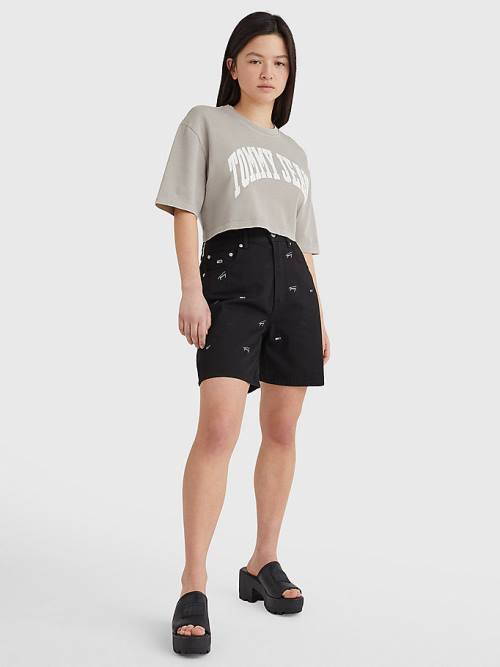 Tommy Hilfiger College Oversized Cropped Póló Női Bézs | TH289CEH