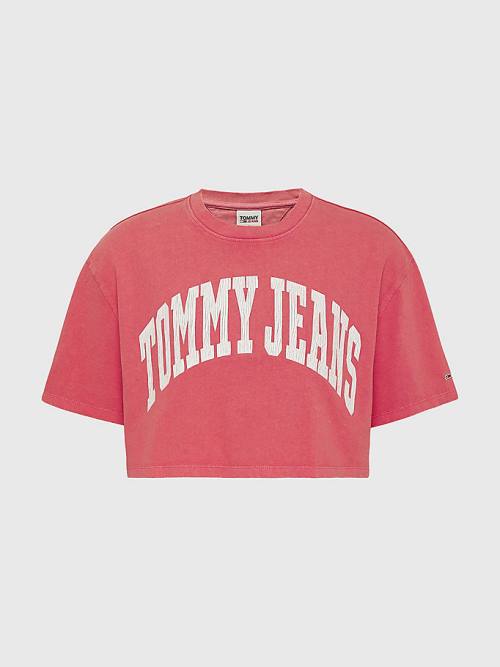 Tommy Hilfiger College Oversized Cropped Póló Női Rózsaszín | TH356ZDC