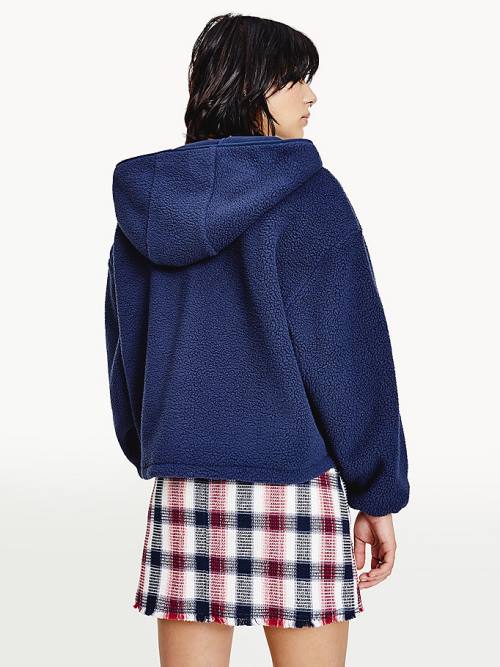 Tommy Hilfiger College Recycled Polar Fleece Popover Kabát Női Kék | TH365CRI