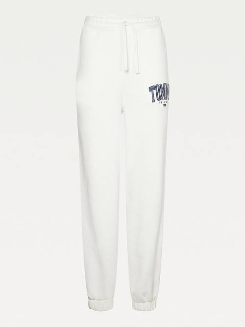 Tommy Hilfiger College Tommy Badge Plush Joggers Nadrág Női Fehér | TH493JGC