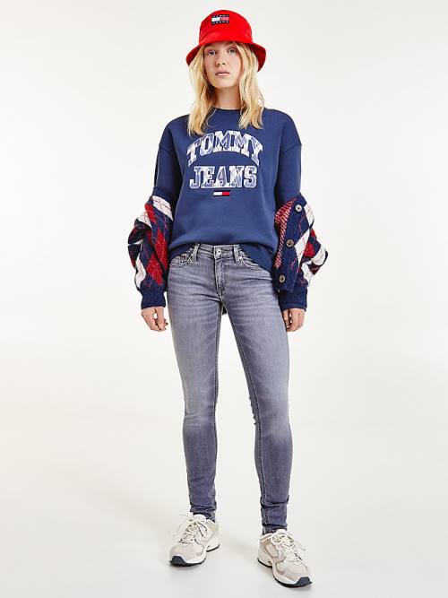 Tommy Hilfiger Collegiate Argyle Logo Pulóver Női Kék | TH927MKZ