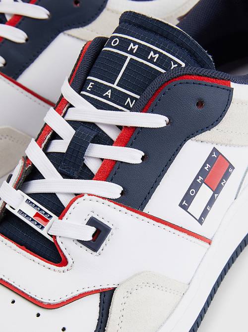 Tommy Hilfiger Colour-Blocked Basket Tornacipő Férfi Fehér | TH865MEL