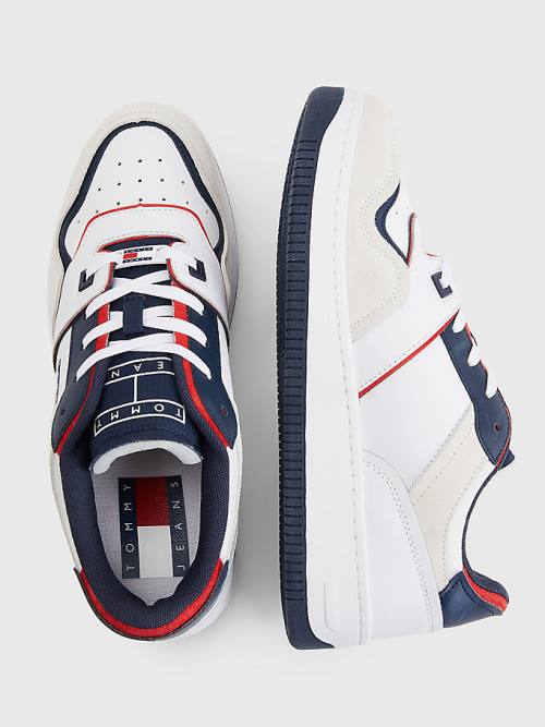 Tommy Hilfiger Colour-Blocked Basket Tornacipő Férfi Fehér | TH865MEL