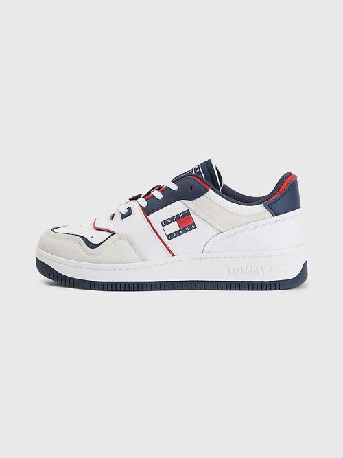 Tommy Hilfiger Colour-Blocked Basket Tornacipő Férfi Fehér | TH865MEL