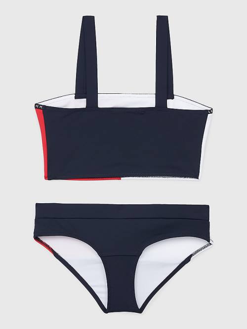 Tommy Hilfiger Colour-Blocked Bikini Bralette Set Fürdőruha Lány Kék | TH452MVD