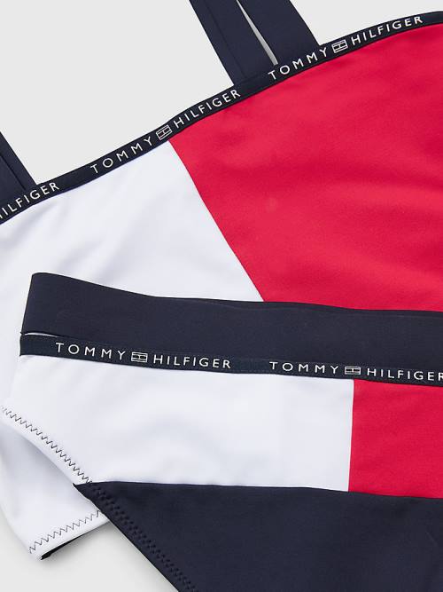 Tommy Hilfiger Colour-Blocked Bikini Bralette Set Fürdőruha Lány Kék | TH452MVD