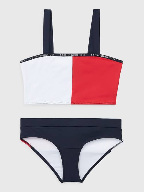 Tommy Hilfiger Colour-Blocked Bikini Bralette Set Fürdőruha Lány Kék | TH452MVD