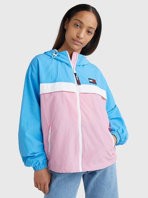 Tommy Hilfiger Colour-Blocked Chicago Windbreaker Kabát Női Rózsaszín | TH345TDW