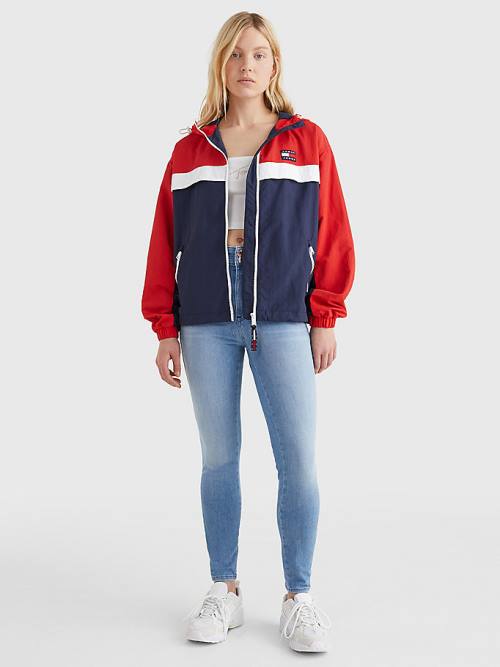 Tommy Hilfiger Colour-Blocked Chicago Windbreaker Kabát Női Kék | TH745KVH