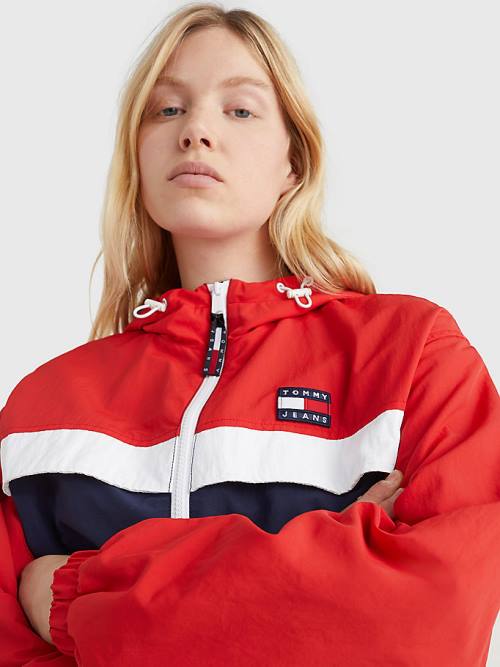 Tommy Hilfiger Colour-Blocked Chicago Windbreaker Kabát Női Kék | TH745KVH