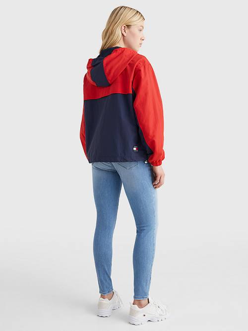 Tommy Hilfiger Colour-Blocked Chicago Windbreaker Kabát Női Kék | TH745KVH