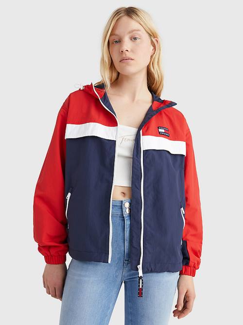 Tommy Hilfiger Colour-Blocked Chicago Windbreaker Kabát Női Kék | TH745KVH