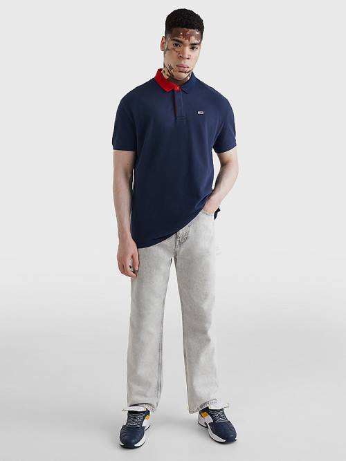 Tommy Hilfiger Colour-Blocked Collar Relaxed Fit Póló Férfi Kék | TH071JYU