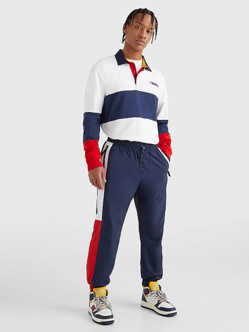 Tommy Hilfiger Colour-Blocked Cuffed Joggers Nadrág Férfi Kék | TH346NOA