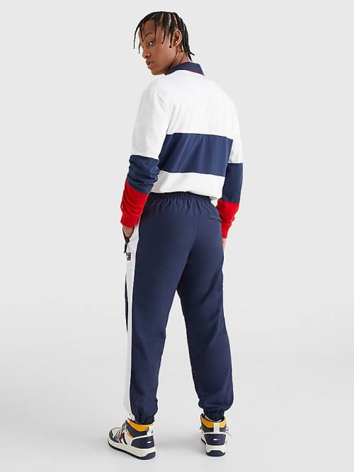 Tommy Hilfiger Colour-Blocked Cuffed Joggers Nadrág Férfi Kék | TH346NOA