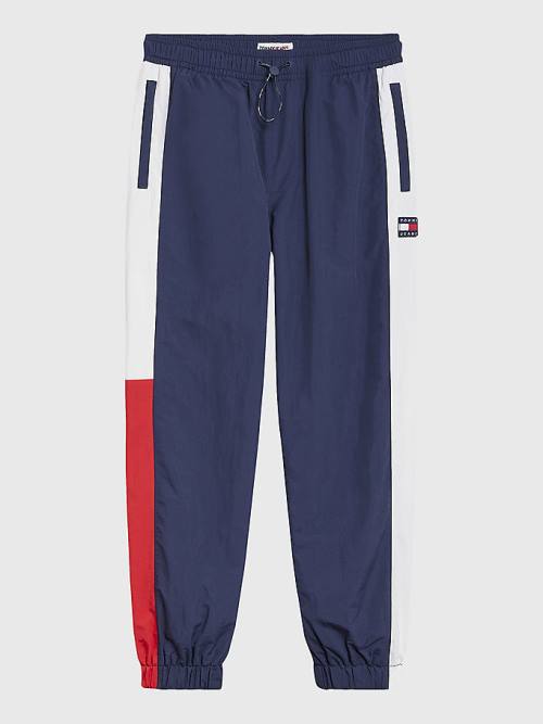 Tommy Hilfiger Colour-Blocked Cuffed Joggers Nadrág Férfi Kék | TH346NOA