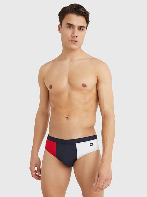 Tommy Hilfiger Colour-Blocked Drawstring Briefs Fürdőruha Férfi Kék | TH365TQU