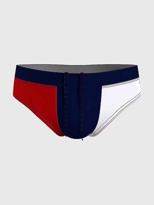 Tommy Hilfiger Colour-Blocked Drawstring Briefs Fürdőruha Férfi Kék | TH365TQU