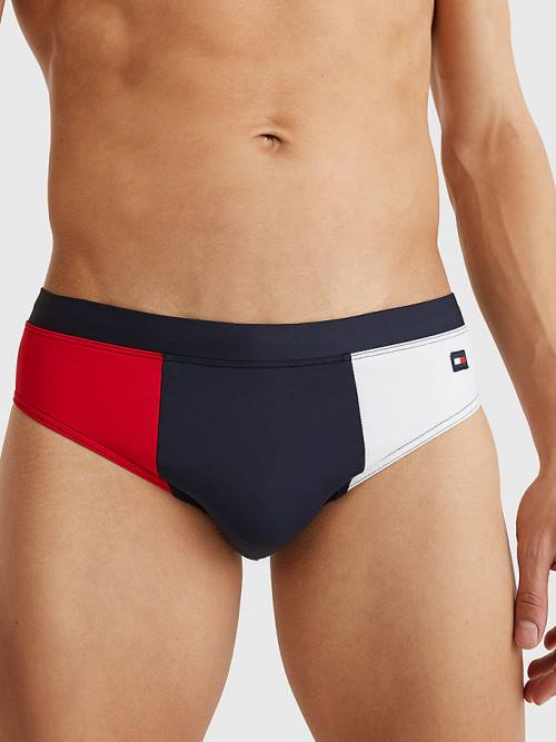 Tommy Hilfiger Colour-Blocked Drawstring Briefs Fürdőruha Férfi Kék | TH365TQU