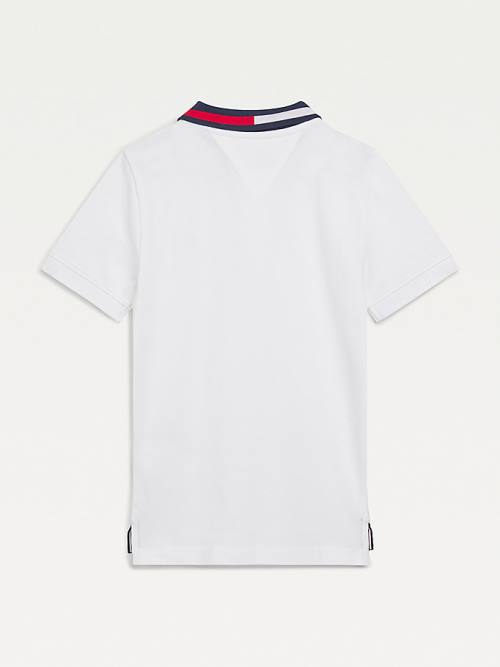 Tommy Hilfiger Colour-Blocked Logo Collar Polo Póló Fiú Fehér | TH823COZ