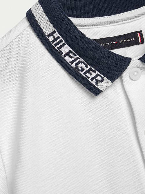 Tommy Hilfiger Colour-Blocked Logo Collar Polo Póló Fiú Fehér | TH823COZ