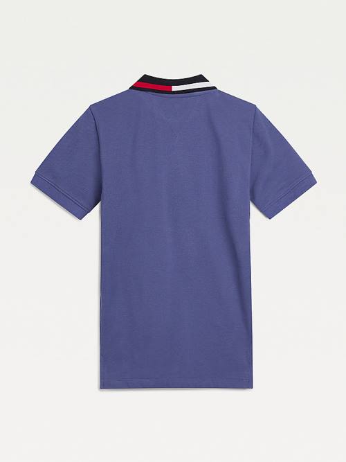 Tommy Hilfiger Colour-Blocked Logo Collar Polo Póló Fiú Kék | TH902ABN