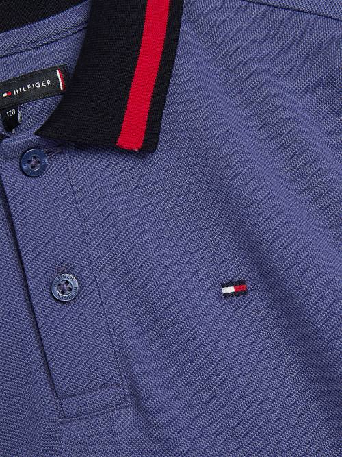 Tommy Hilfiger Colour-Blocked Logo Collar Polo Póló Fiú Kék | TH902ABN