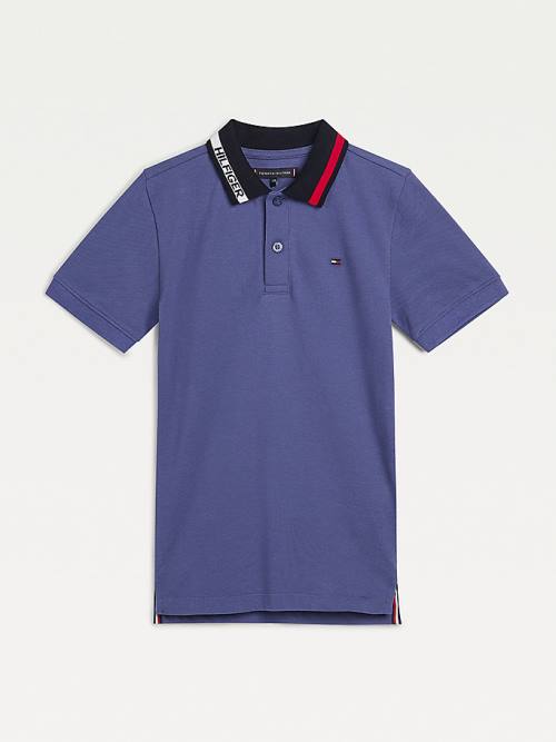 Tommy Hilfiger Colour-Blocked Logo Collar Polo Póló Fiú Kék | TH902ABN