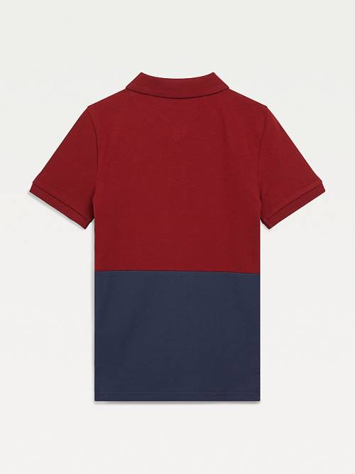 Tommy Hilfiger Colour-Blocked Logo Polo Póló Fiú Piros | TH856WOB