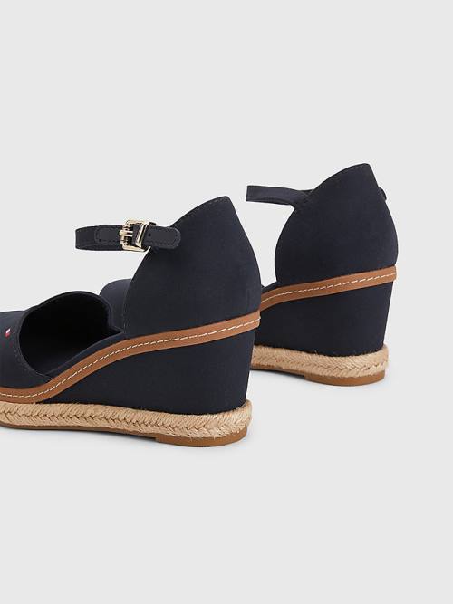 Tommy Hilfiger Colour-Blocked Mid Heel Éktalpú Espadrille Szandál Női Kék | TH267APG