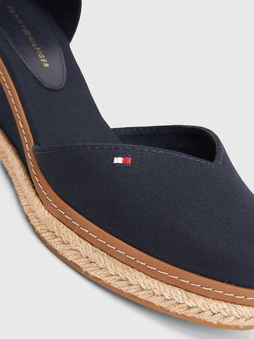 Tommy Hilfiger Colour-Blocked Mid Heel Éktalpú Espadrille Szandál Női Kék | TH267APG