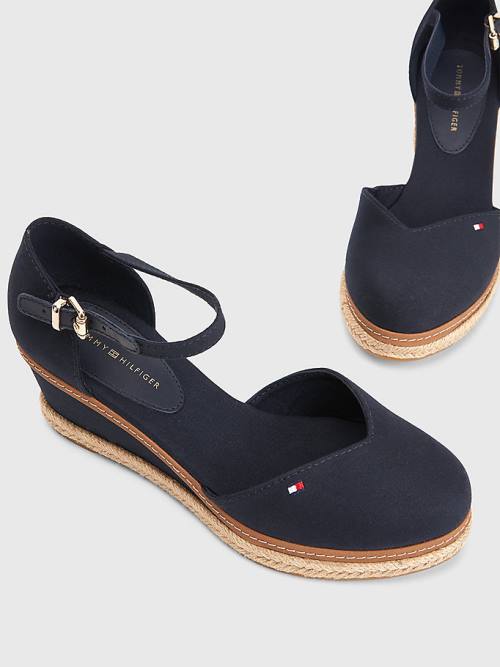 Tommy Hilfiger Colour-Blocked Mid Heel Éktalpú Espadrille Szandál Női Kék | TH267APG