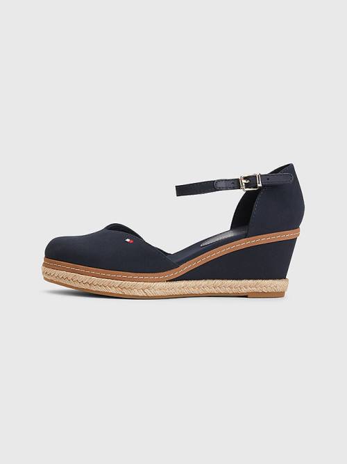 Tommy Hilfiger Colour-Blocked Mid Heel Éktalpú Espadrille Szandál Női Kék | TH267APG