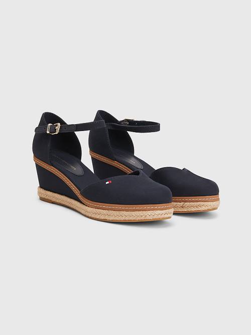 Tommy Hilfiger Colour-Blocked Mid Heel Éktalpú Espadrille Szandál Női Kék | TH267APG