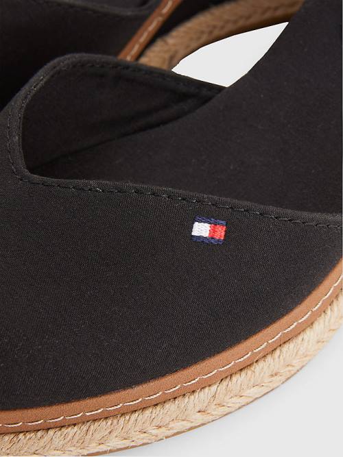 Tommy Hilfiger Colour-Blocked Mid Heel Éktalpú Espadrille Szandál Női Fekete | TH718AXB