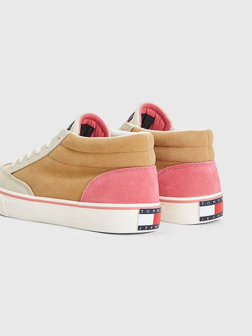 Tommy Hilfiger Colour-Blocked Mid Top Tornacipő Női Bézs | TH925YCT