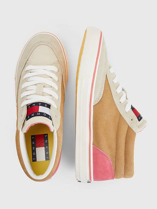 Tommy Hilfiger Colour-Blocked Mid Top Tornacipő Női Bézs | TH925YCT