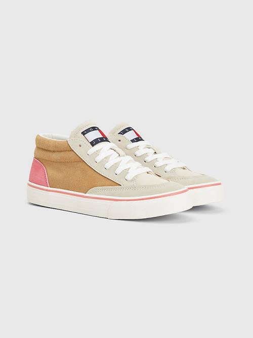 Tommy Hilfiger Colour-Blocked Mid Top Tornacipő Női Bézs | TH925YCT