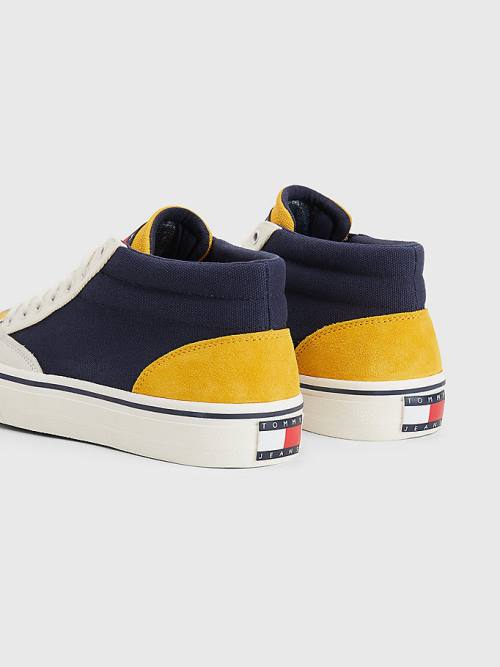 Tommy Hilfiger Colour-Blocked Mid Top Tornacipő Férfi Kék | TH964IPQ