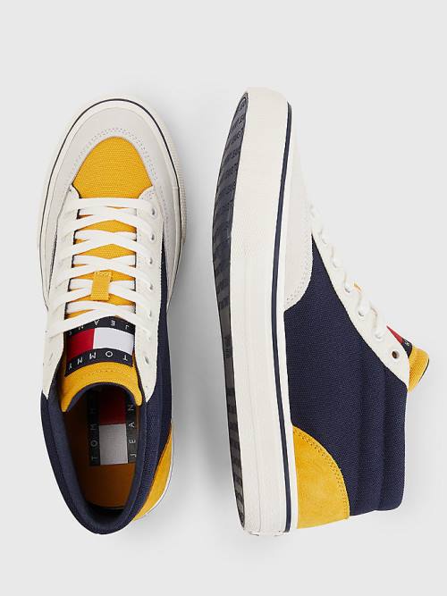 Tommy Hilfiger Colour-Blocked Mid Top Tornacipő Férfi Kék | TH964IPQ