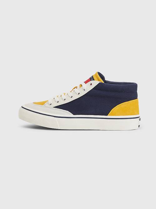 Tommy Hilfiger Colour-Blocked Mid Top Tornacipő Férfi Kék | TH964IPQ