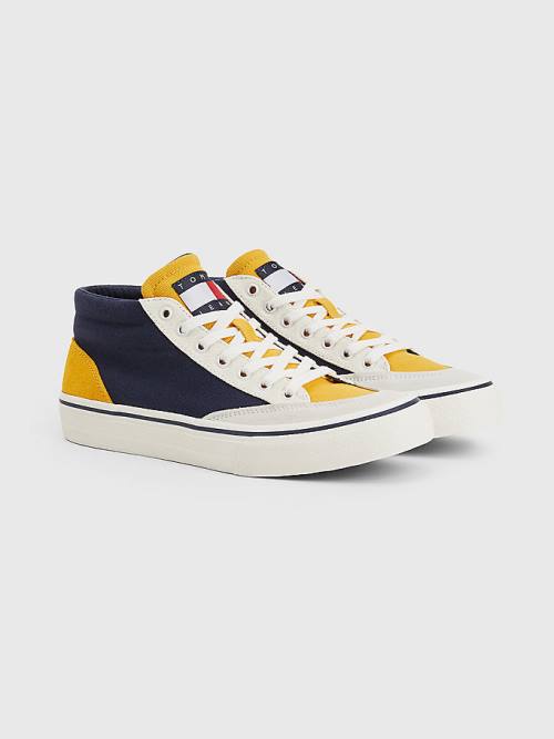 Tommy Hilfiger Colour-Blocked Mid Top Tornacipő Férfi Kék | TH964IPQ