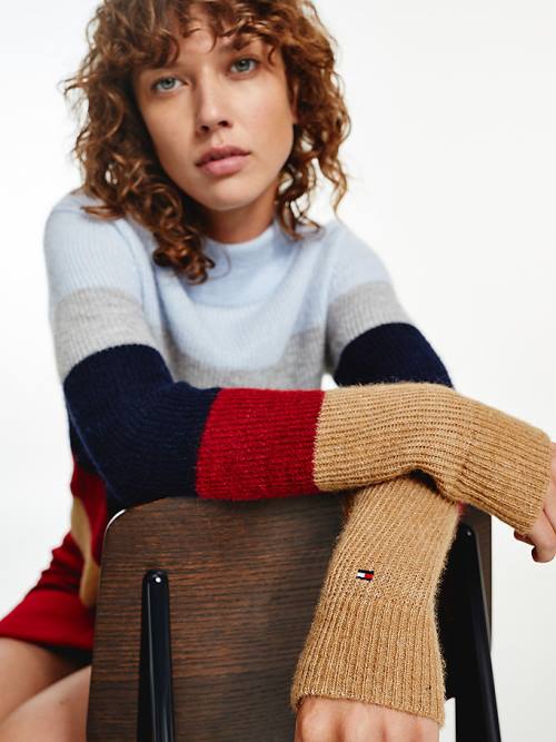 Tommy Hilfiger Colour-Blocked Mock Turtleneck Jumper Pulóverek Női Kék | TH487EOW