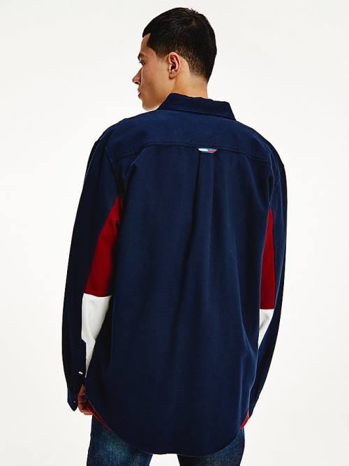 Tommy Hilfiger Colour-Blocked Organic Pamut Twill Ingek Férfi Kék | TH152QWS