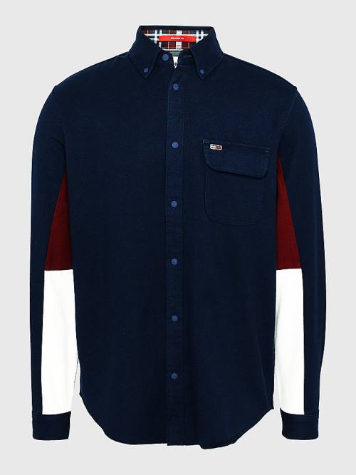 Tommy Hilfiger Colour-Blocked Organic Pamut Twill Ingek Férfi Kék | TH152QWS